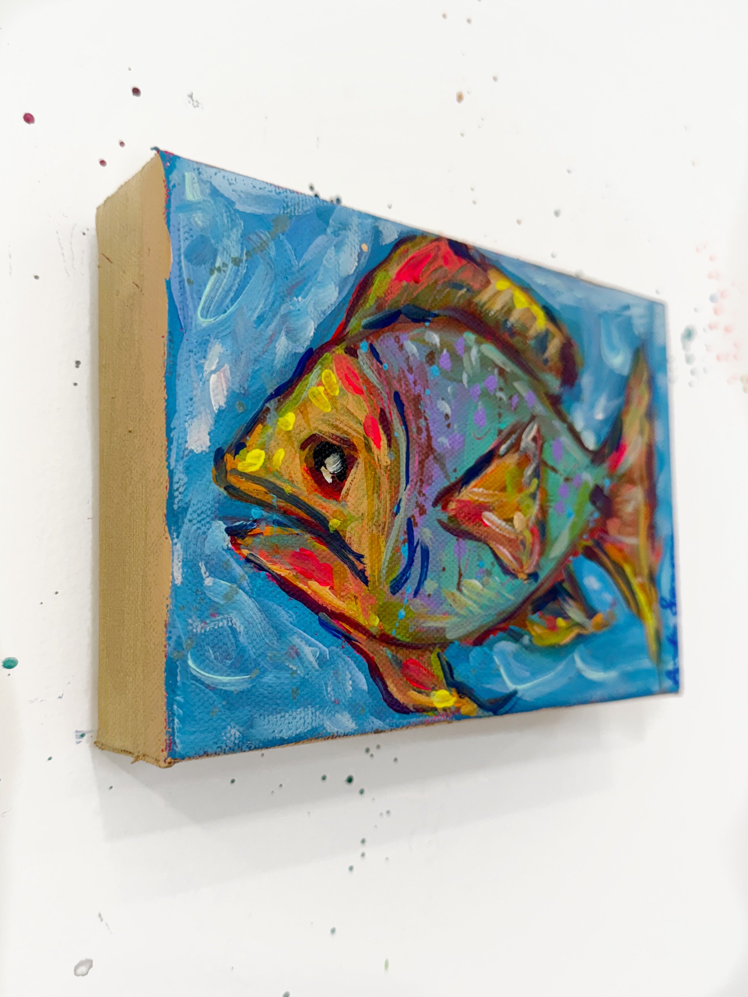 Fish No. 1 Original 5x7 Whimsical Painting On Canvas