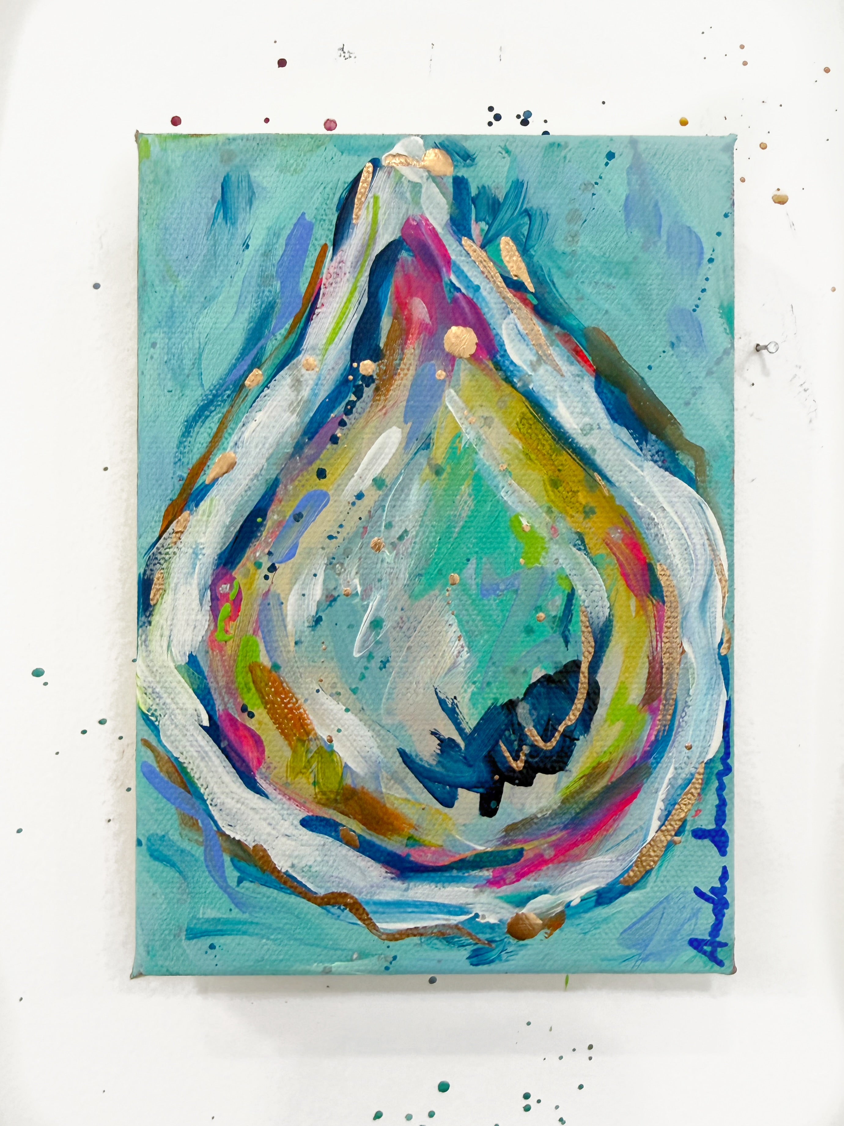 Oyster No. 3 Original 5x7 Painting on Canvas