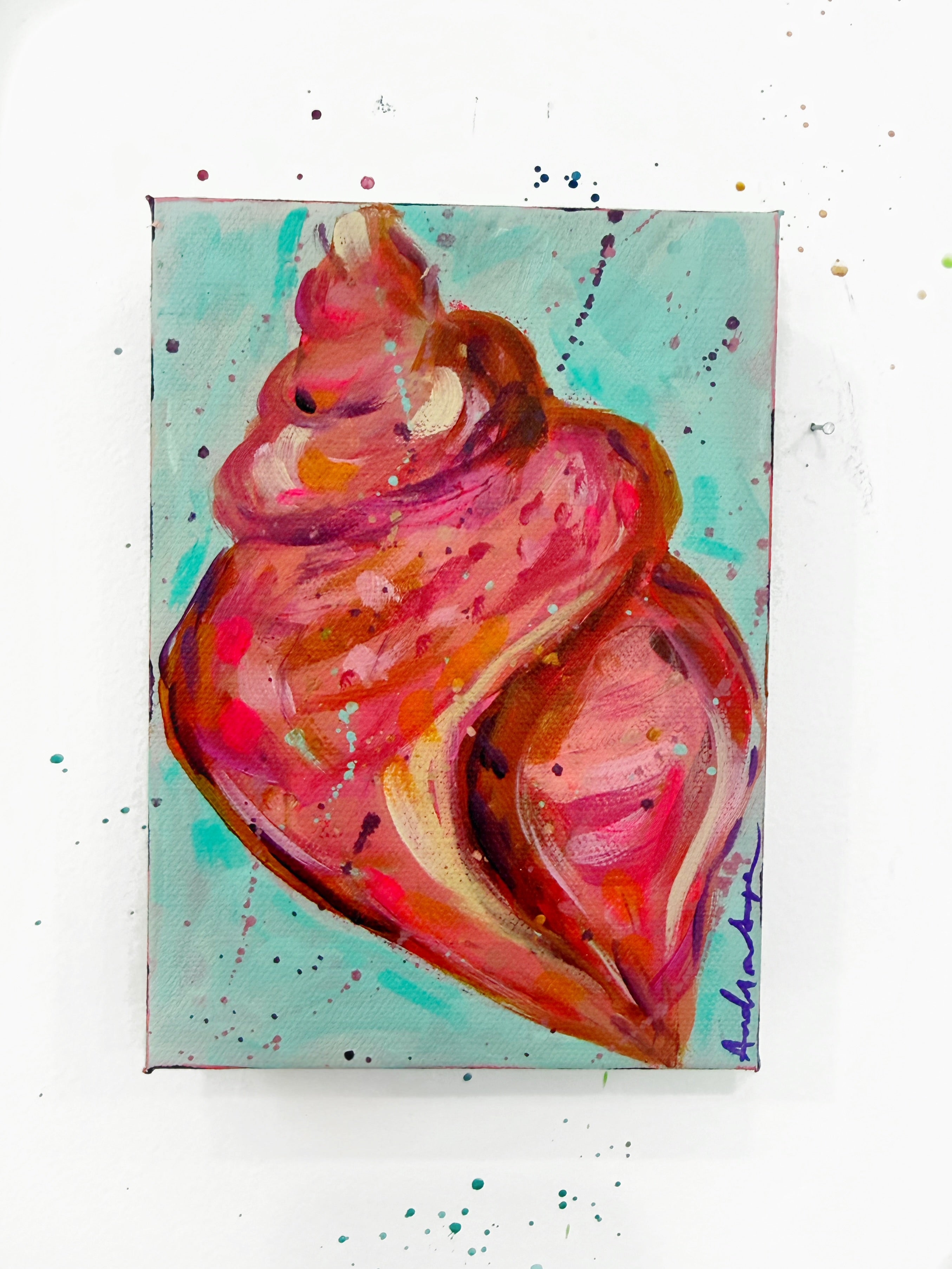 Conch No. 1 Original 5x7 Painting on Canvas