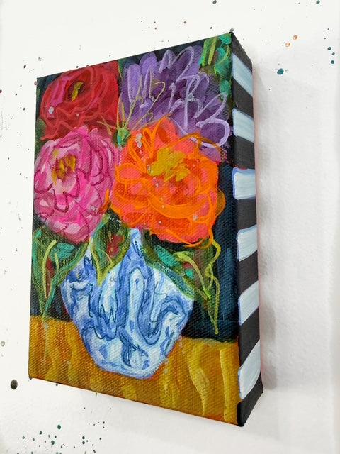 Dragon Vase Original Floral Painting | Whimsical Home Decor Art
