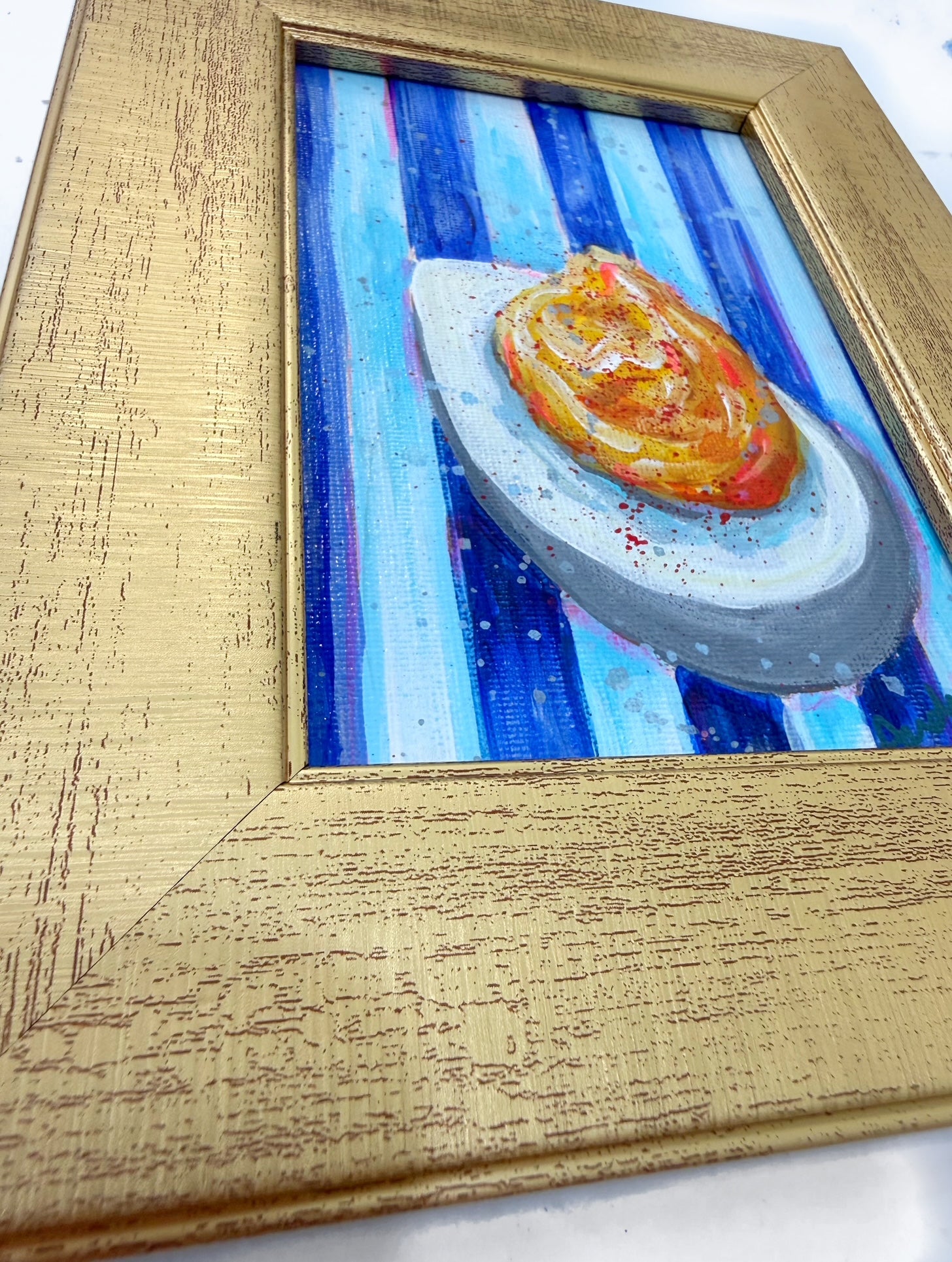 Framed Original Deviled Egg Painting on Canvas - Colorful Kitchen Art
