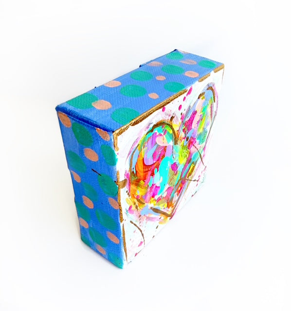 Hand Painted Original Heart 4"x4" Canvas - Valentine's Day Painting Gift