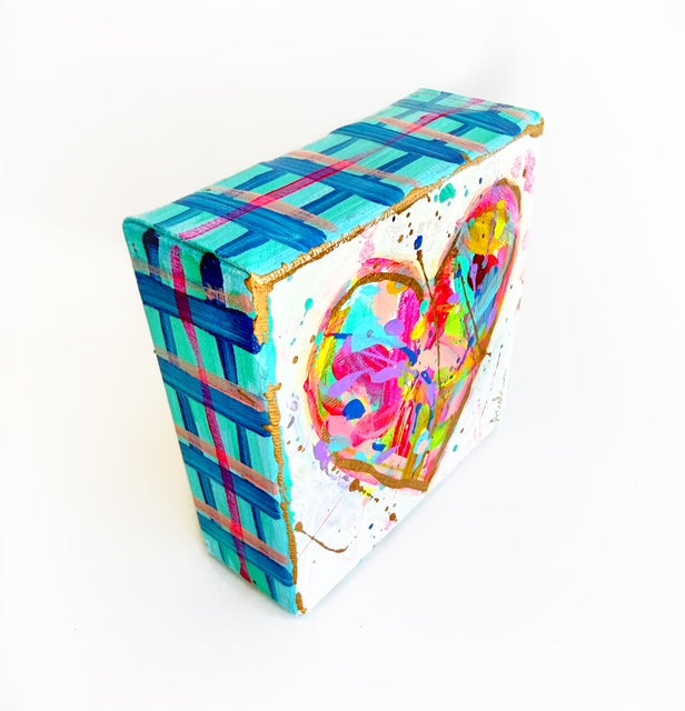 Hand Painted Original Heart 4"x4" Canvas - Valentine's Day Painting Gift