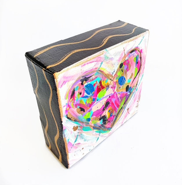 Hand Painted Original Heart 4"x4" Canvas - Valentine's Day Painting Gift