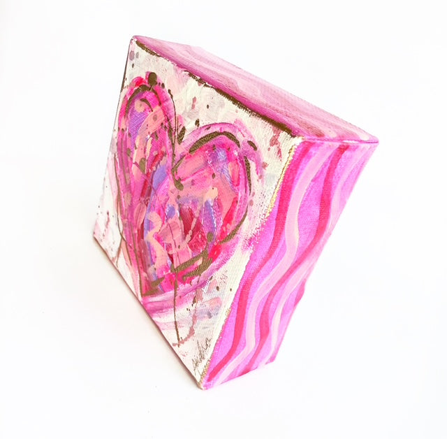 Hand Painted Original Heart 4"x4" Canvas - Valentine's Day Painting Gift