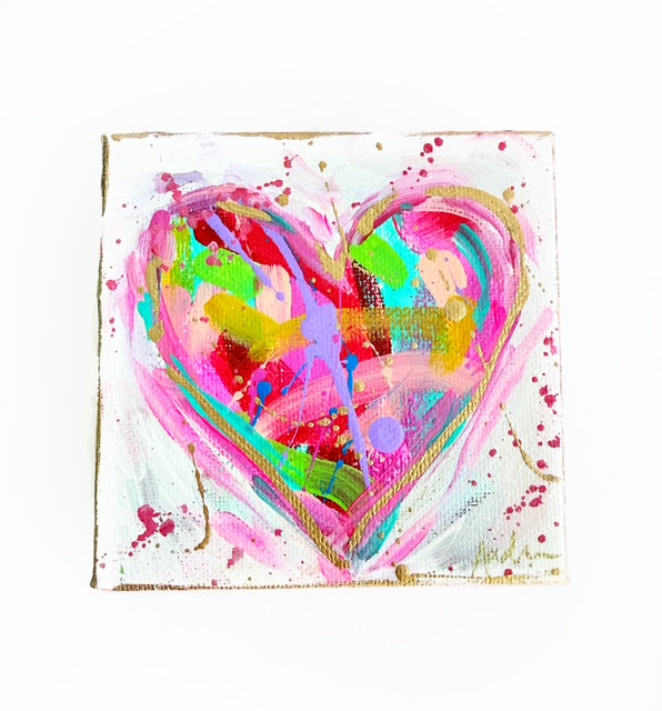 Hand Painted Original Heart 4"x4" Canvas - Valentine's Day Painting Gift
