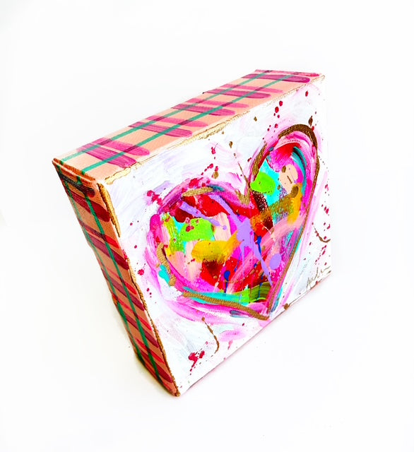 Hand Painted Original Heart 4"x4" Canvas - Valentine's Day Painting Gift