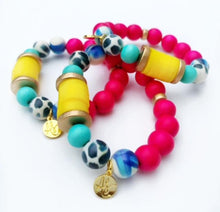 Load image into Gallery viewer, Audra Style™ Red Blue Black White Yellow Disk Stacking Bracelet