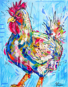 Abstract Chicken Original Painting on 16x20 Canvas