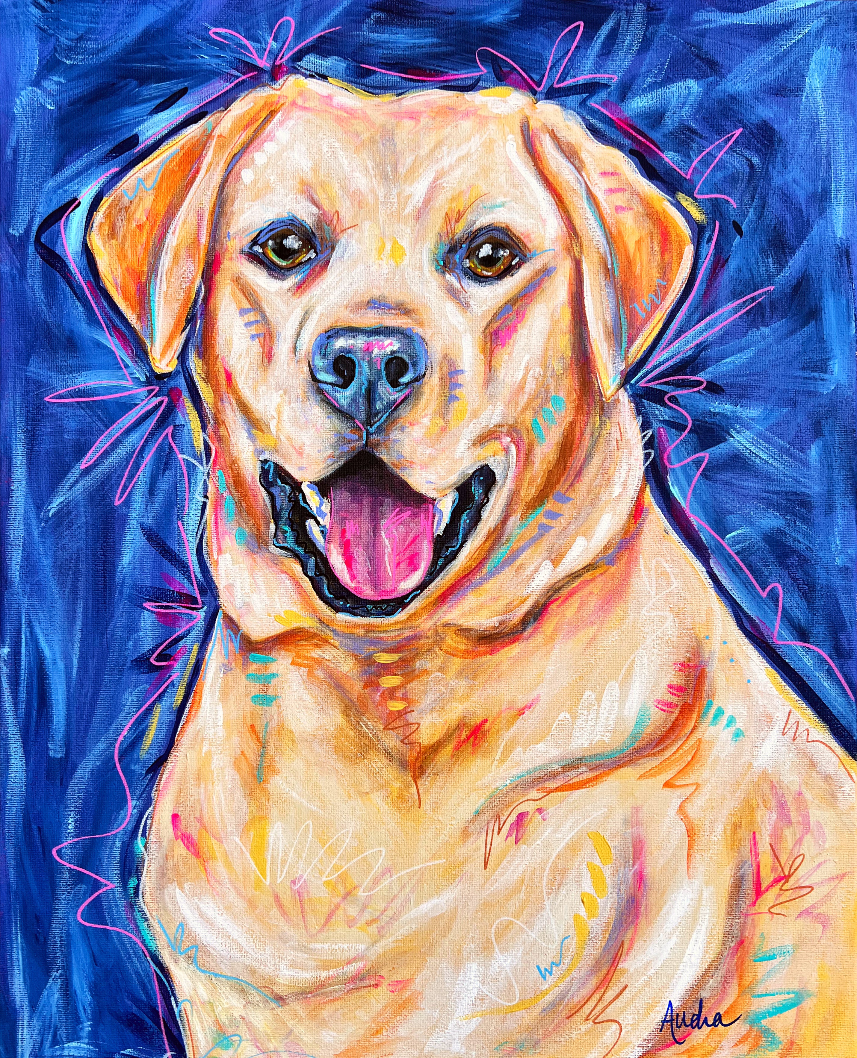 Yellow Lab Original Painting on 16x20 Canvas