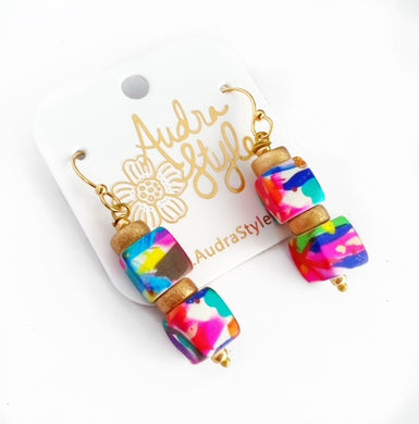 Dangle Drop Earring - Cube Abstract