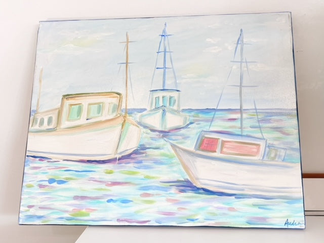 Fishing Boats Painting on Canvas