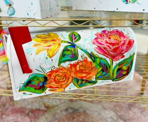 Hand Painted Colorful Floral Mailbox