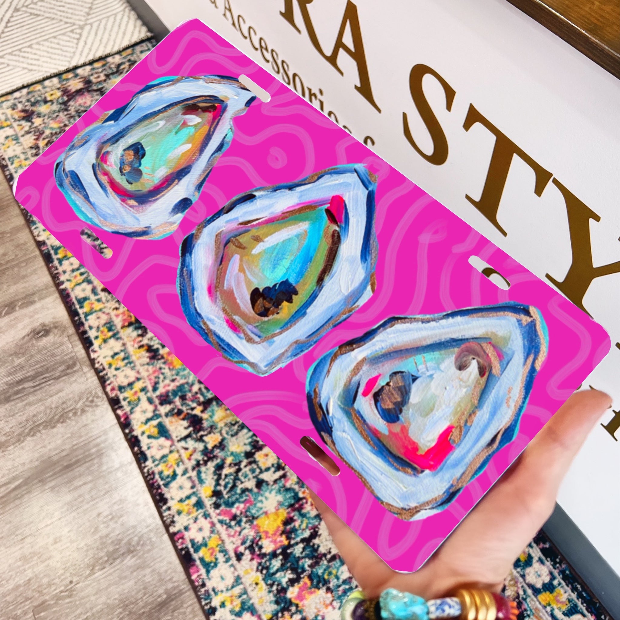 Oysters Pink License Plate