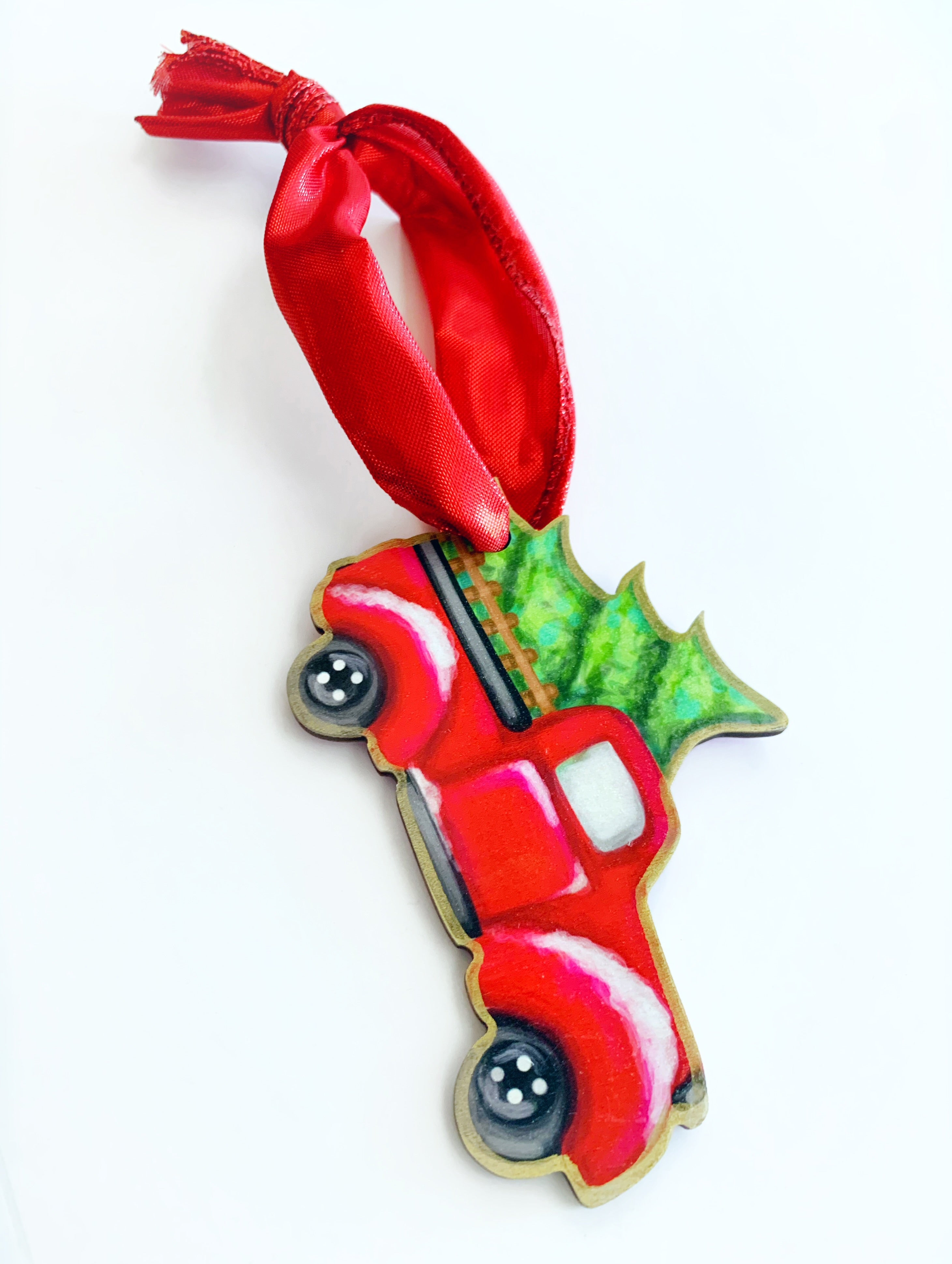 Red Truck Christmas Ornament Holiday Decor - USA Made