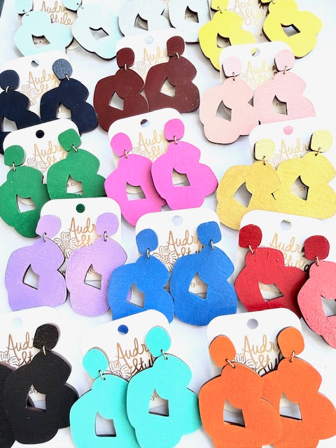 Abstract Flower Dangle Earrings - 16 Colors