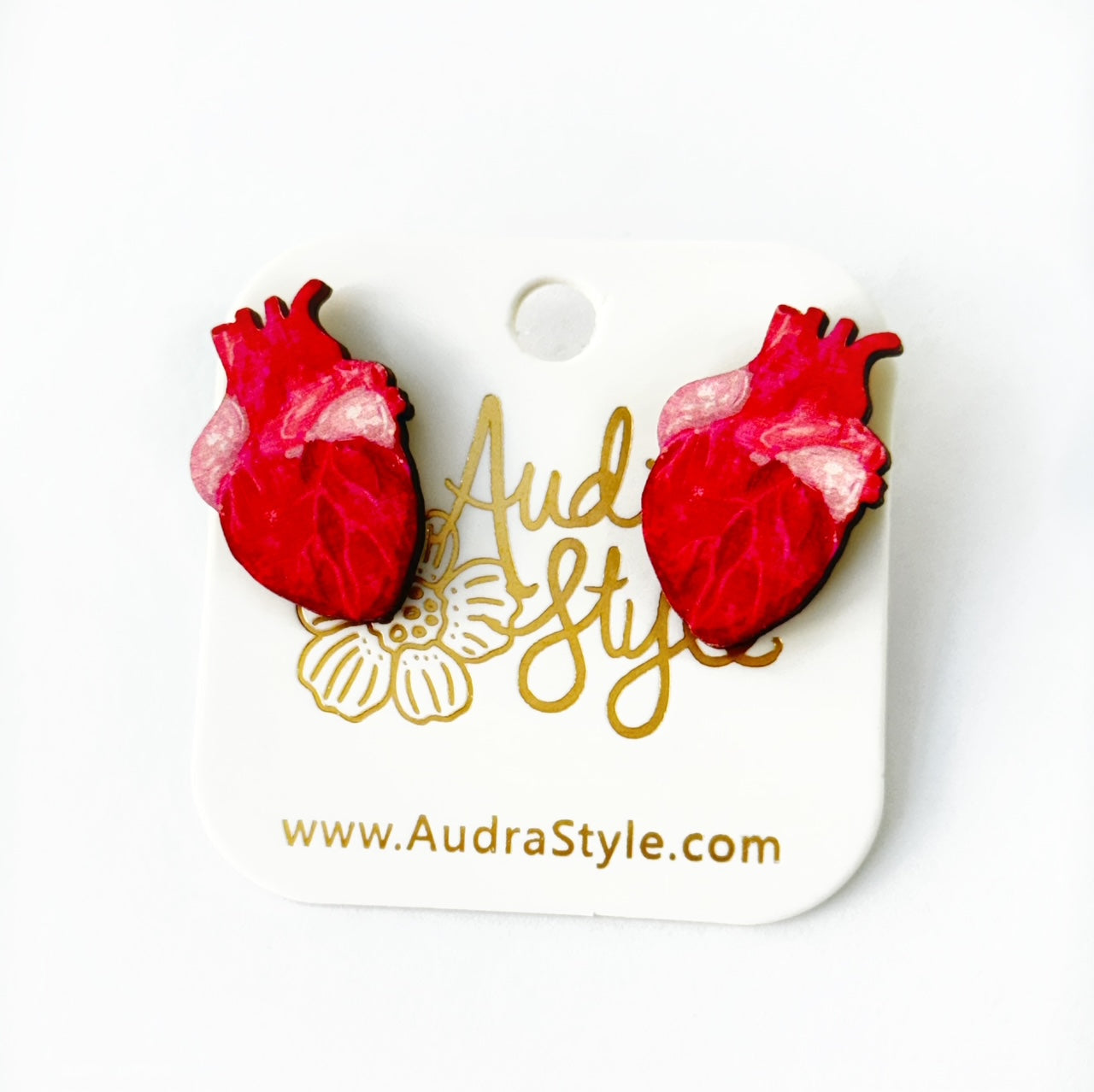 Valentine's Day Heart Stud Earrings - Anatomical Heart