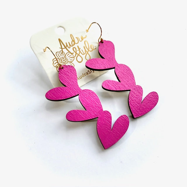 Triple Heart Dangle Earrings