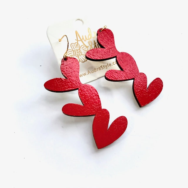 Triple Heart Dangle Earrings