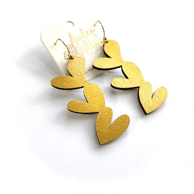 Triple Heart Dangle Earrings