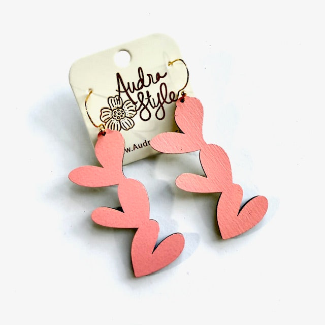 Triple Heart Dangle Earrings