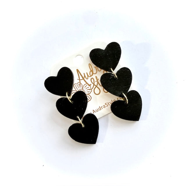 Three Heart Dangle Earrings