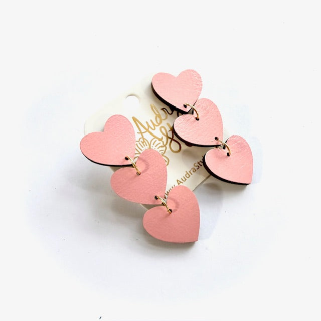 Three Heart Dangle Earrings