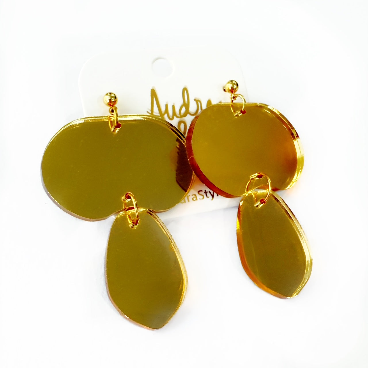 Veronica Spring Summer Geometric Statement Earring - Gold Mirror