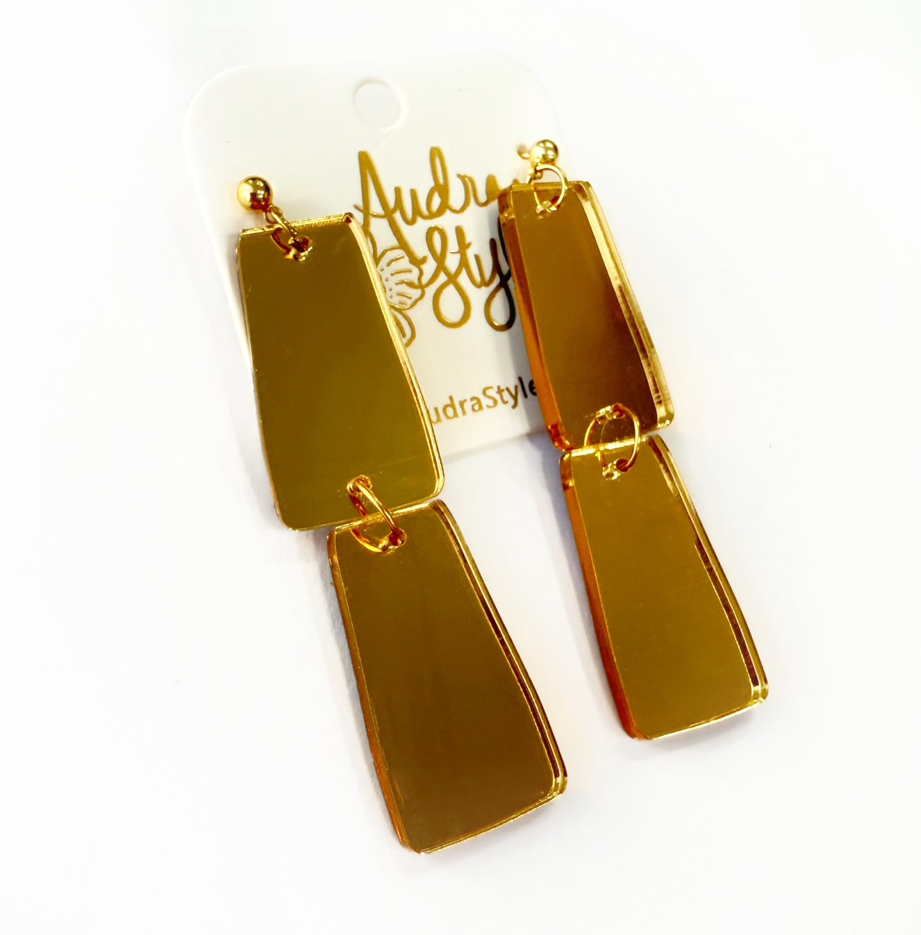 Grace Dangle Spring Summer Geometric Statement Earring - Gold Mirror