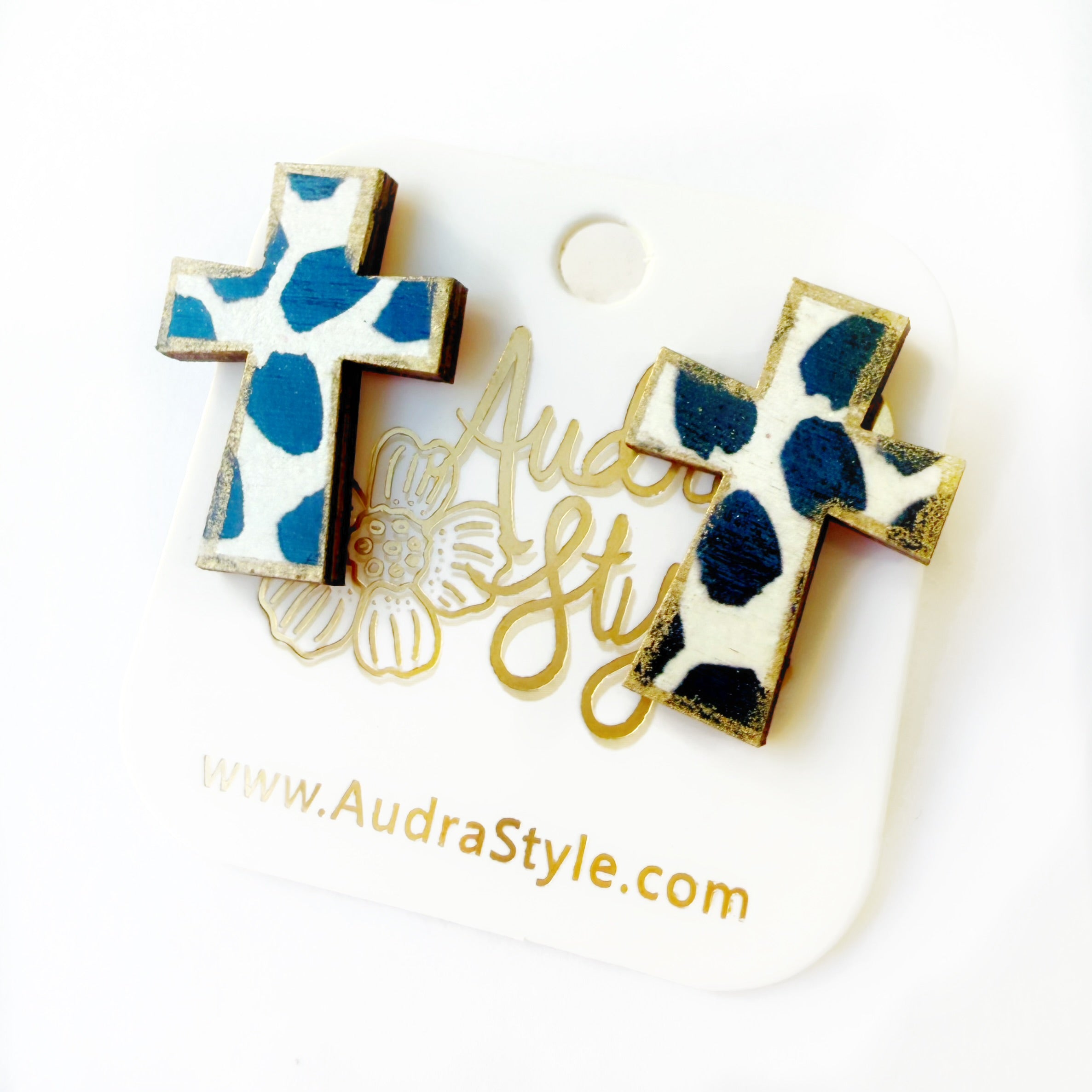 Black and White Cross Stud - Colorful Spring Summer, Easter Earring