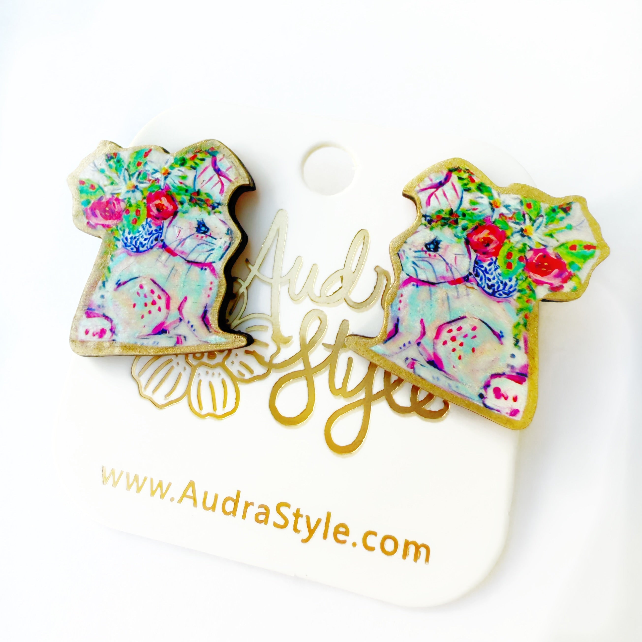 Walter Bunny Stud - Colorful Spring Summer, Easter Earring