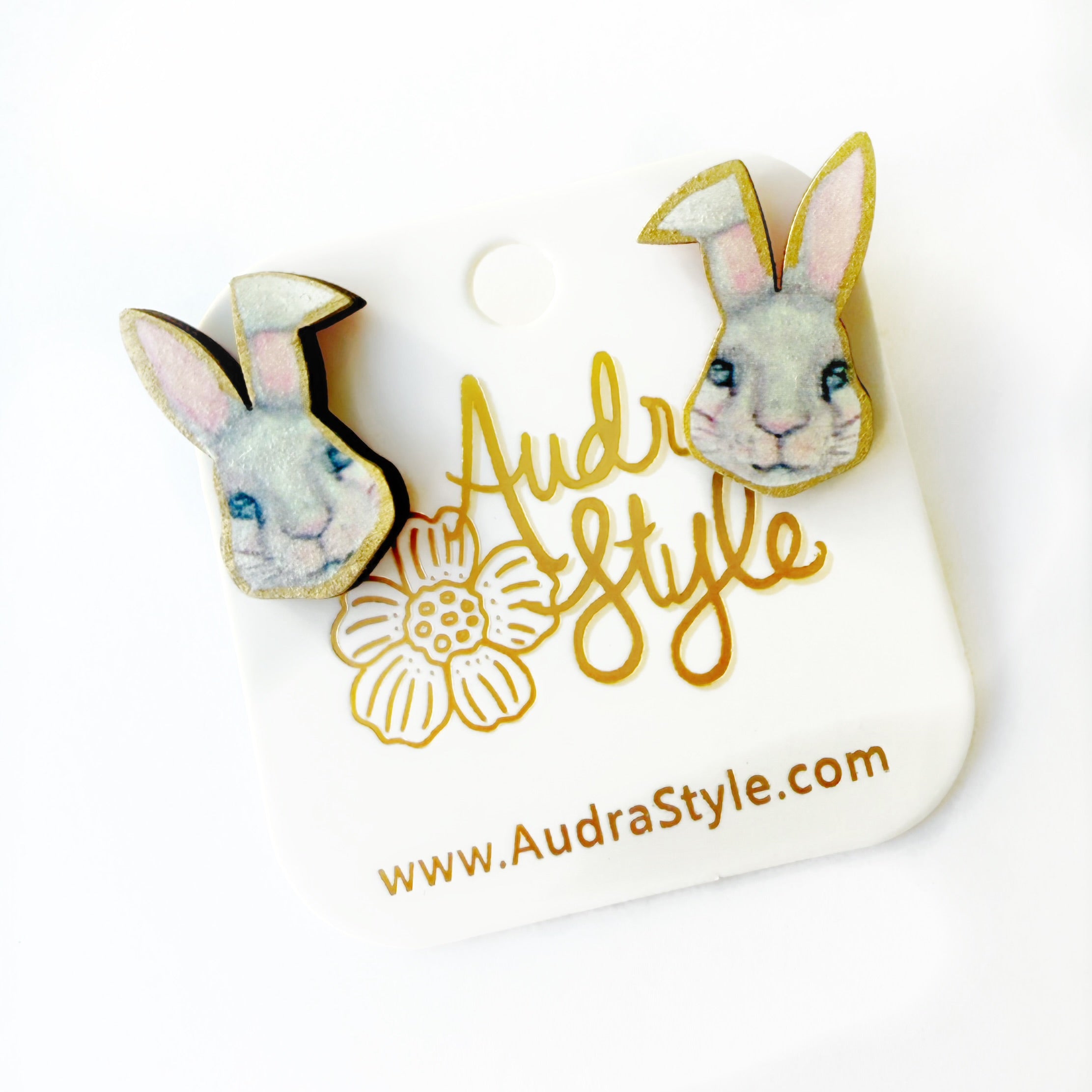 Floppy Ear Bunny Stud - Colorful Spring Summer, Easter Earring