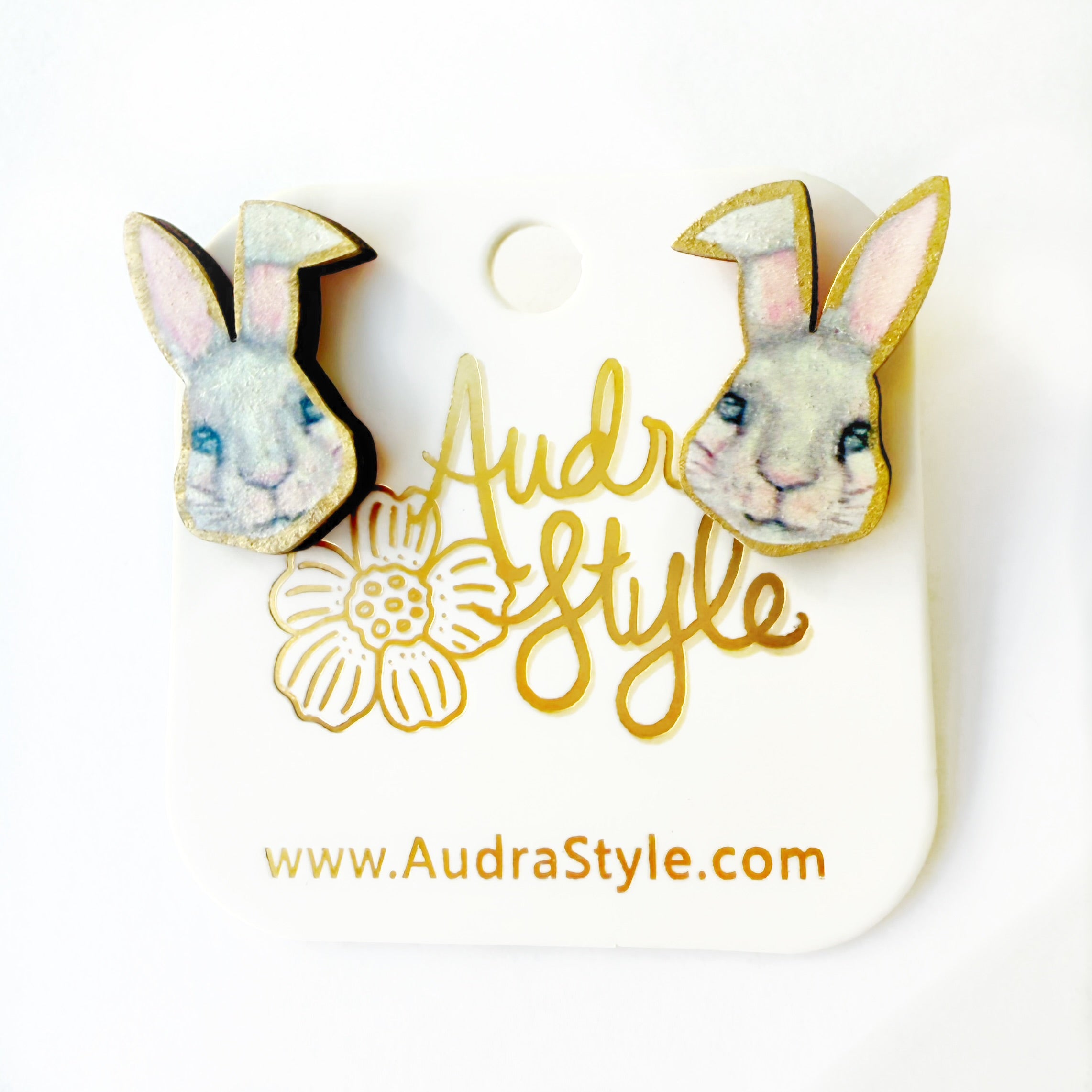 Floppy Ear Bunny Stud - Colorful Spring Summer, Easter Earring