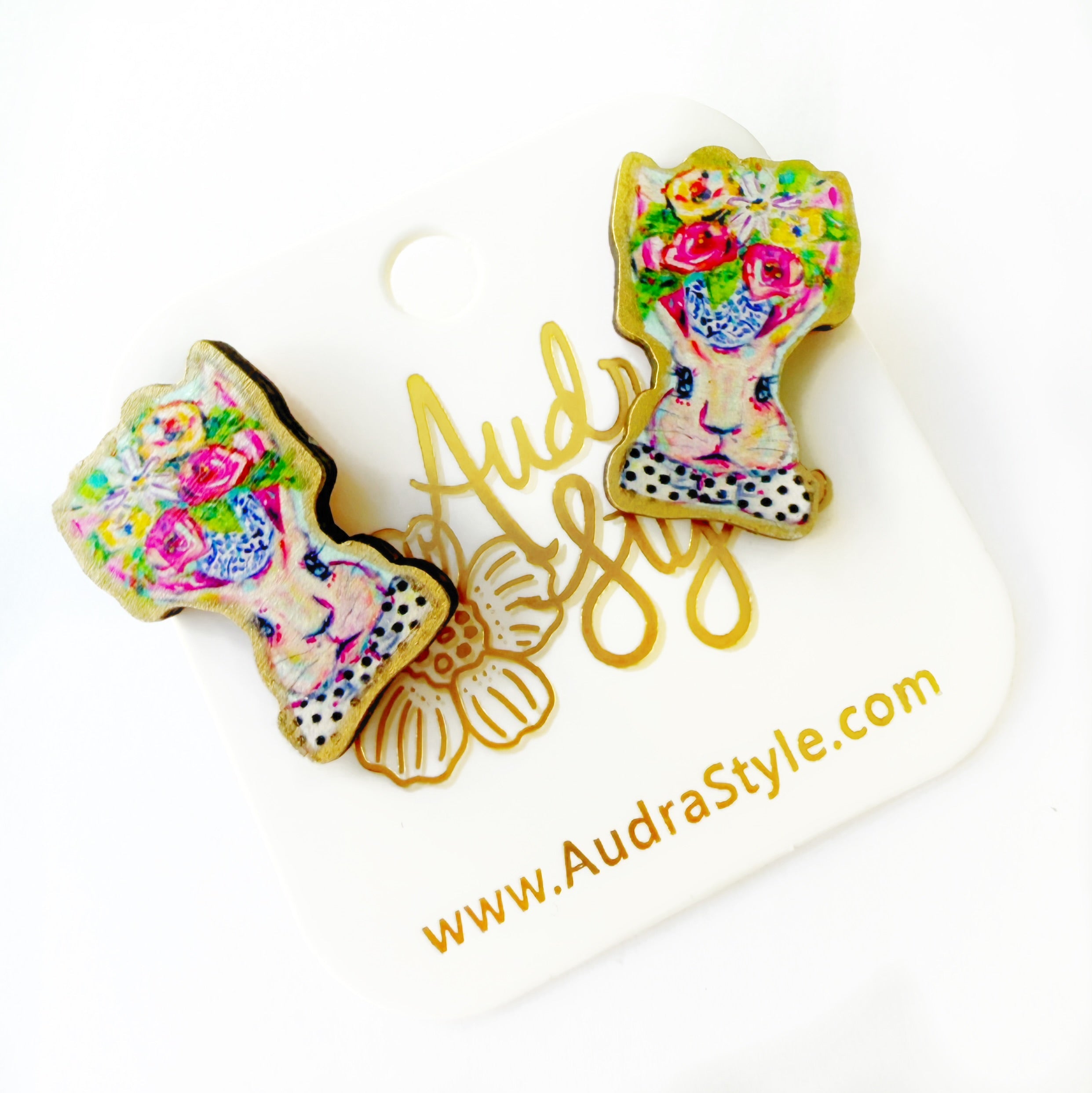 Eleanor Bunny Stud - Colorful Spring Summer, Easter Earring