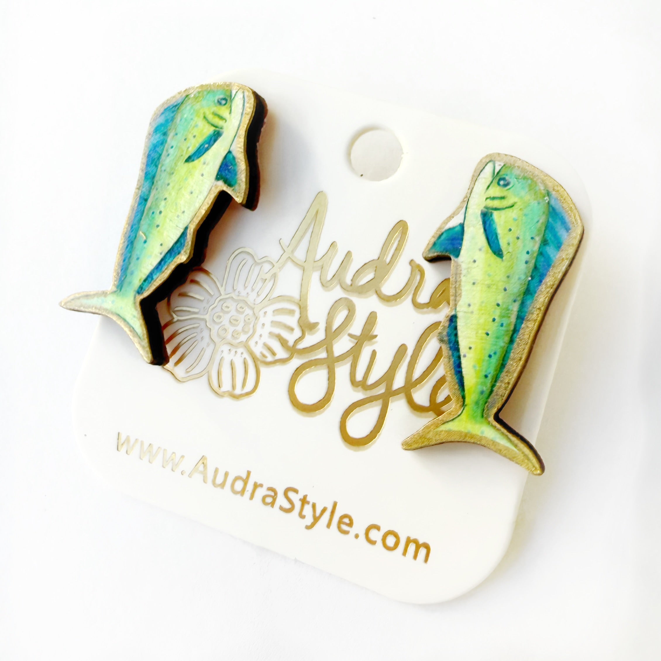 Mahi Mahi Fish Stud - Colorful Spring Summer Earring, Resort Wear, Coastal Beach Nautical