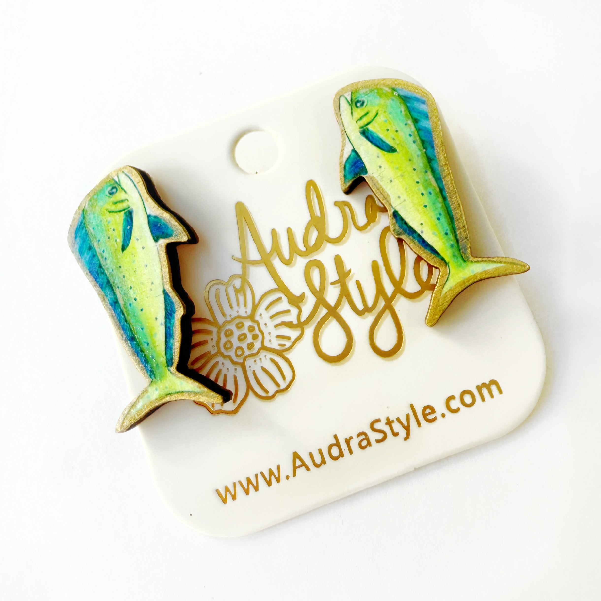 Mahi Mahi Fish Stud - Colorful Spring Summer Earring, Resort Wear, Coastal Beach Nautical