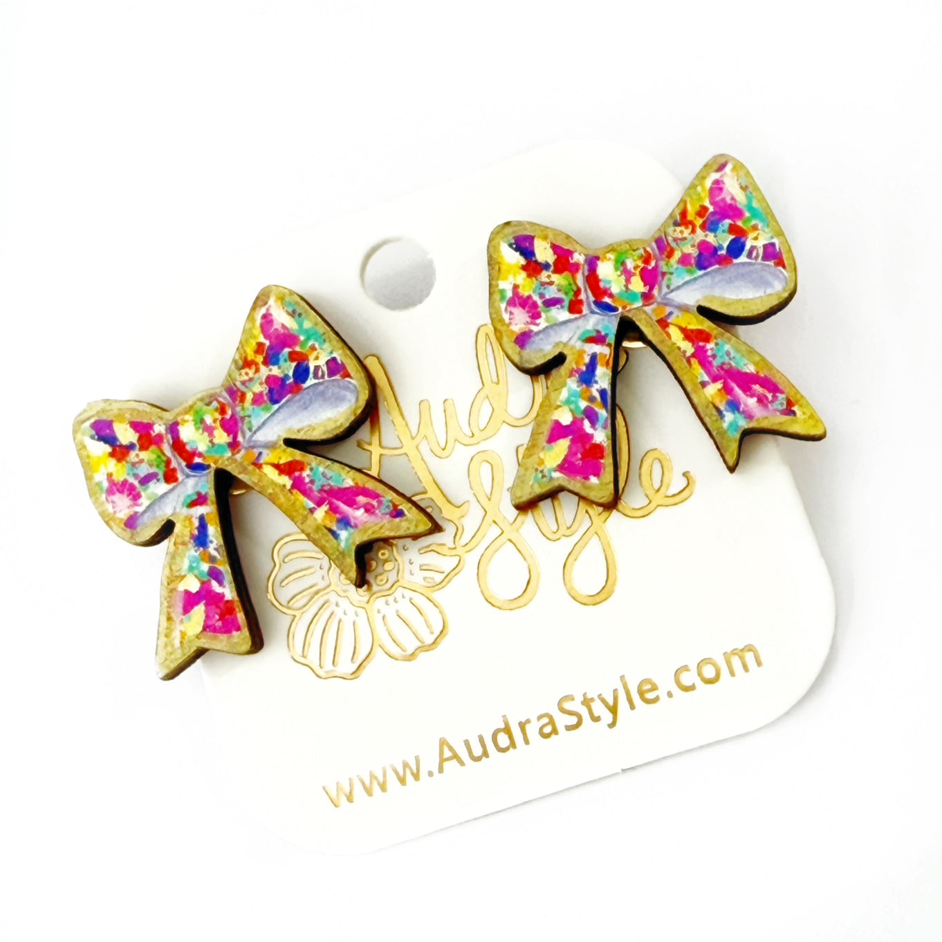 Colorful Abstract Bow Stud Earrings