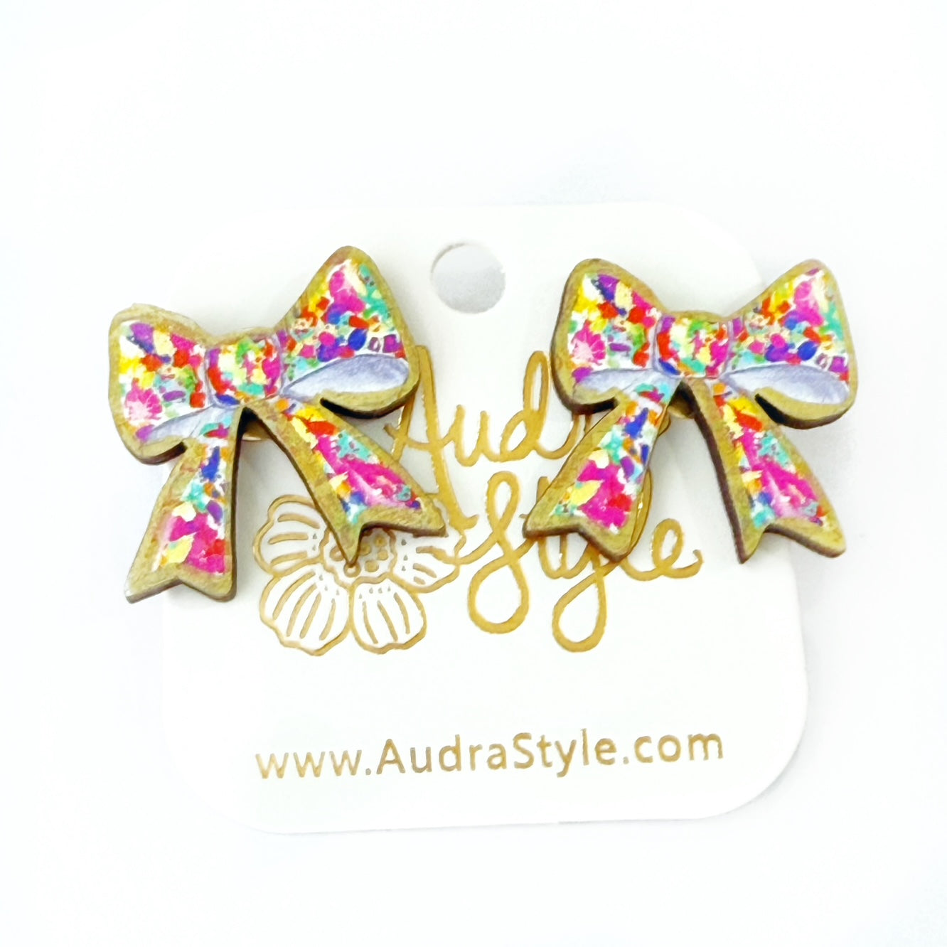 Colorful Abstract Bow Stud Earrings