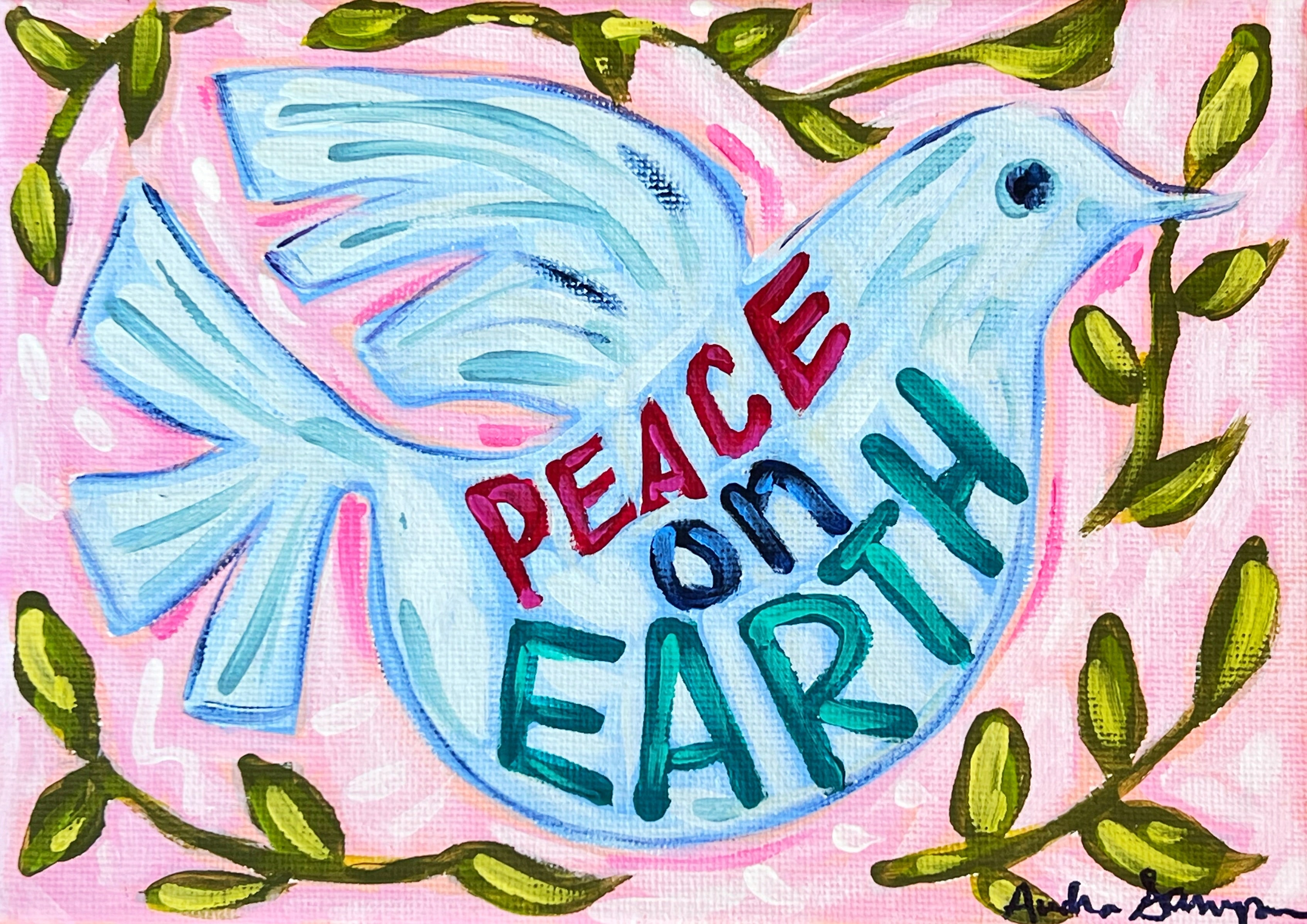 Peace On Earth Dove Christmas Reproduction Print - On Paper or Canvas