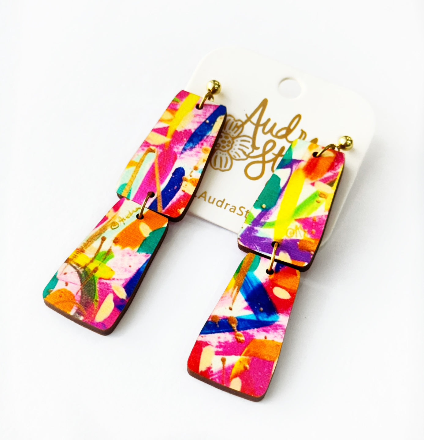 Grace Dangle Spring Summer Geometric Statement Earring - Abstract