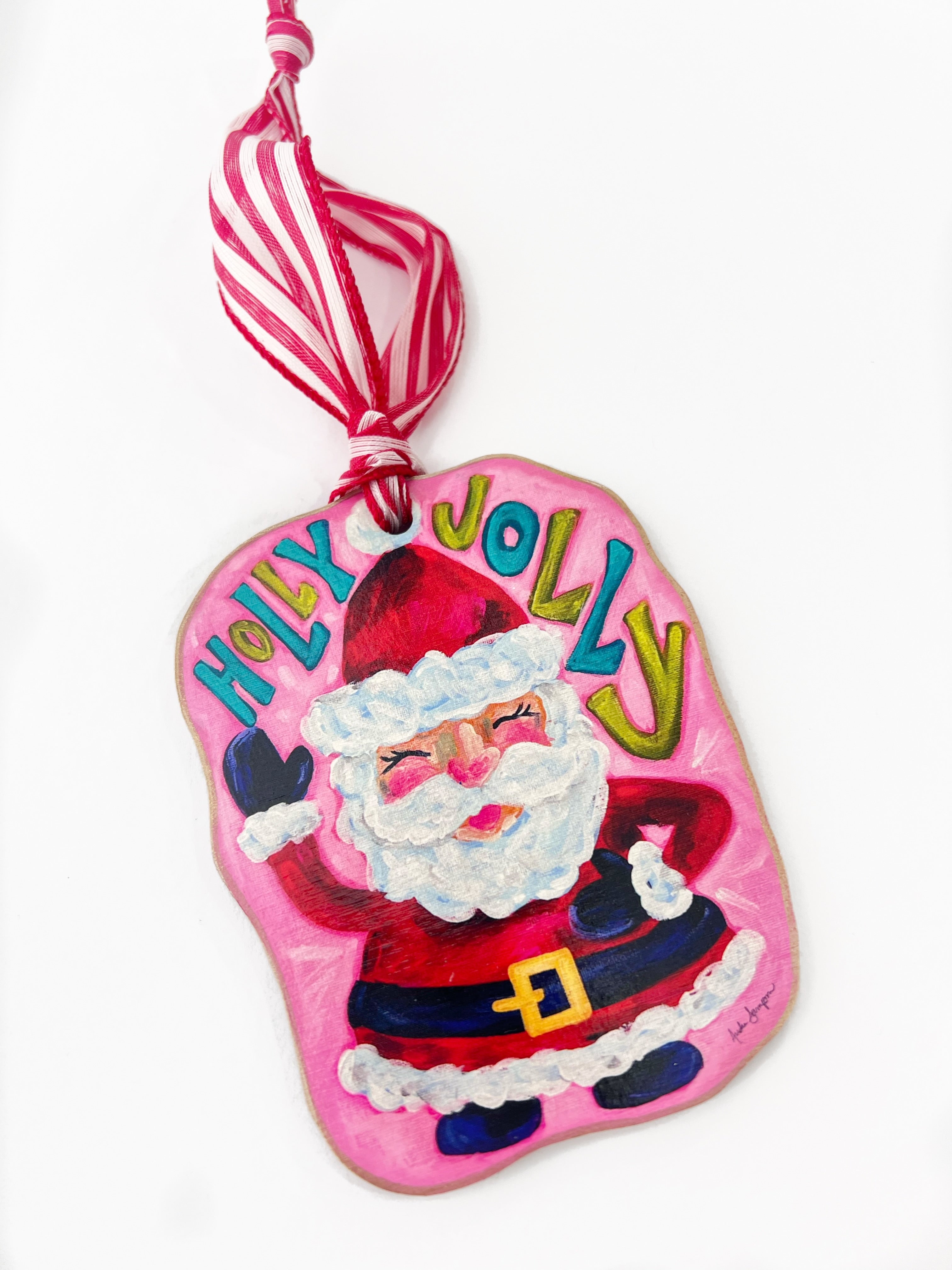 Holly Jolly Santa Christmas Ornament Holiday Decor - USA Made