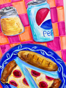 "Pizza and Pepsi" 16x20 Original Painting on Canvas