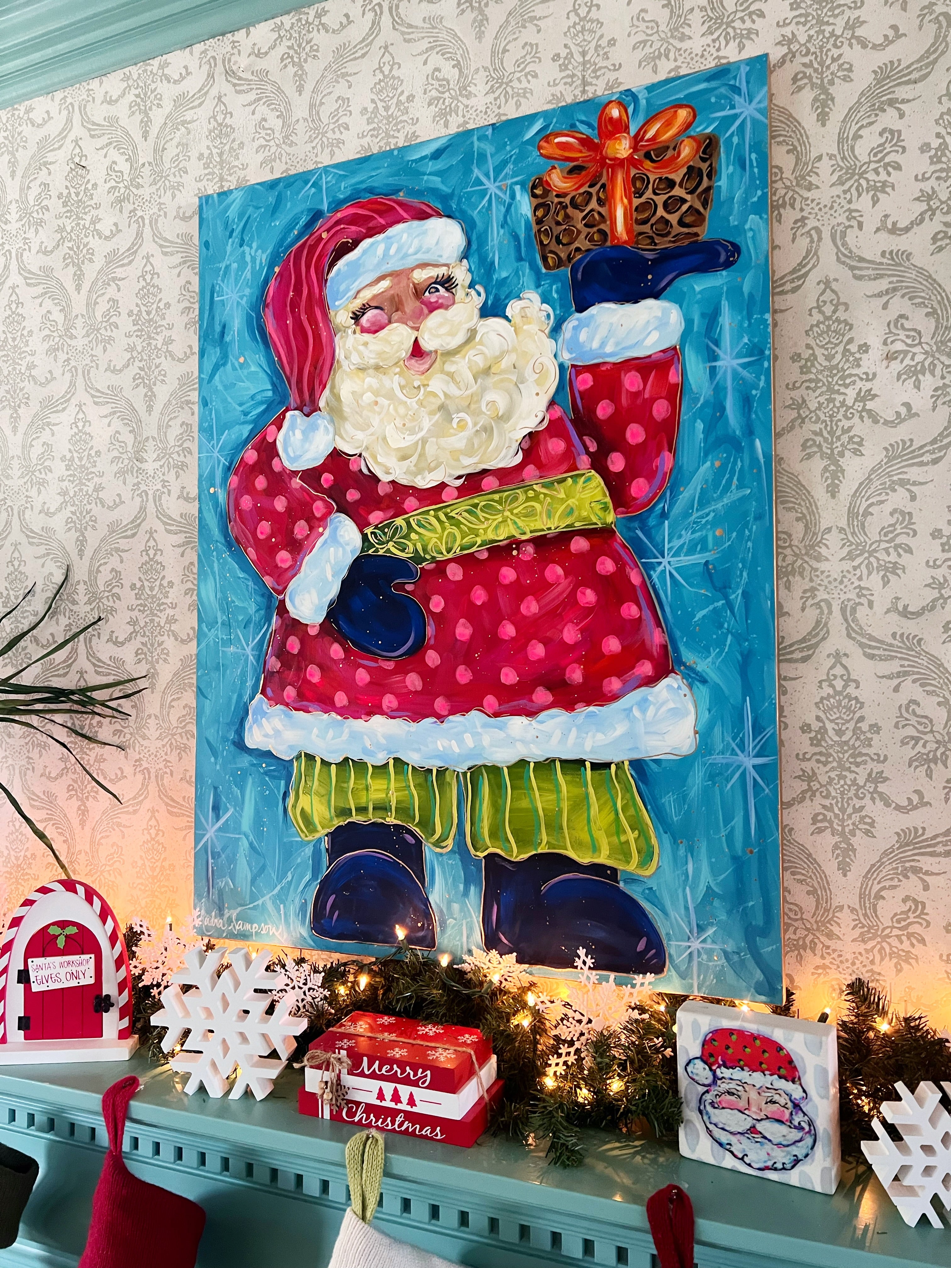 Santa Original Painting on 30"x40" Canvas