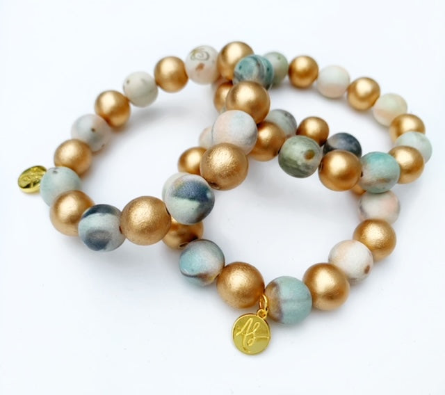 Gold Neutral Abstract Stacking Bracelet