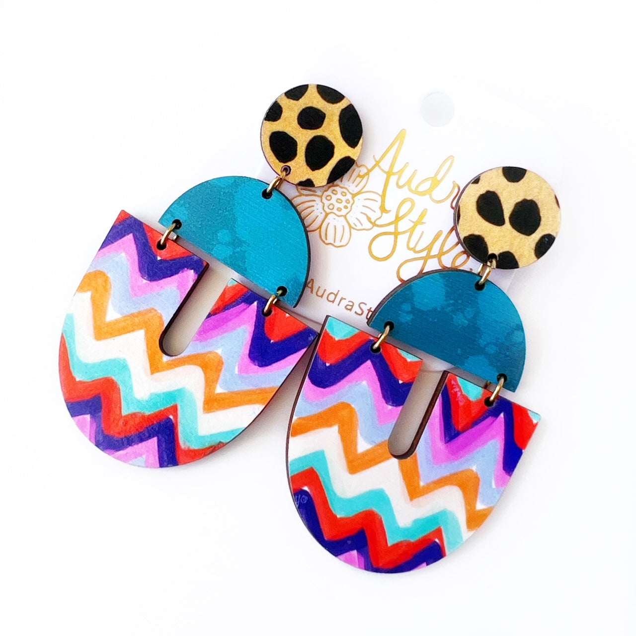 Polly - Cheetah Dot Teal Splatter Colorful Chevron Pattern