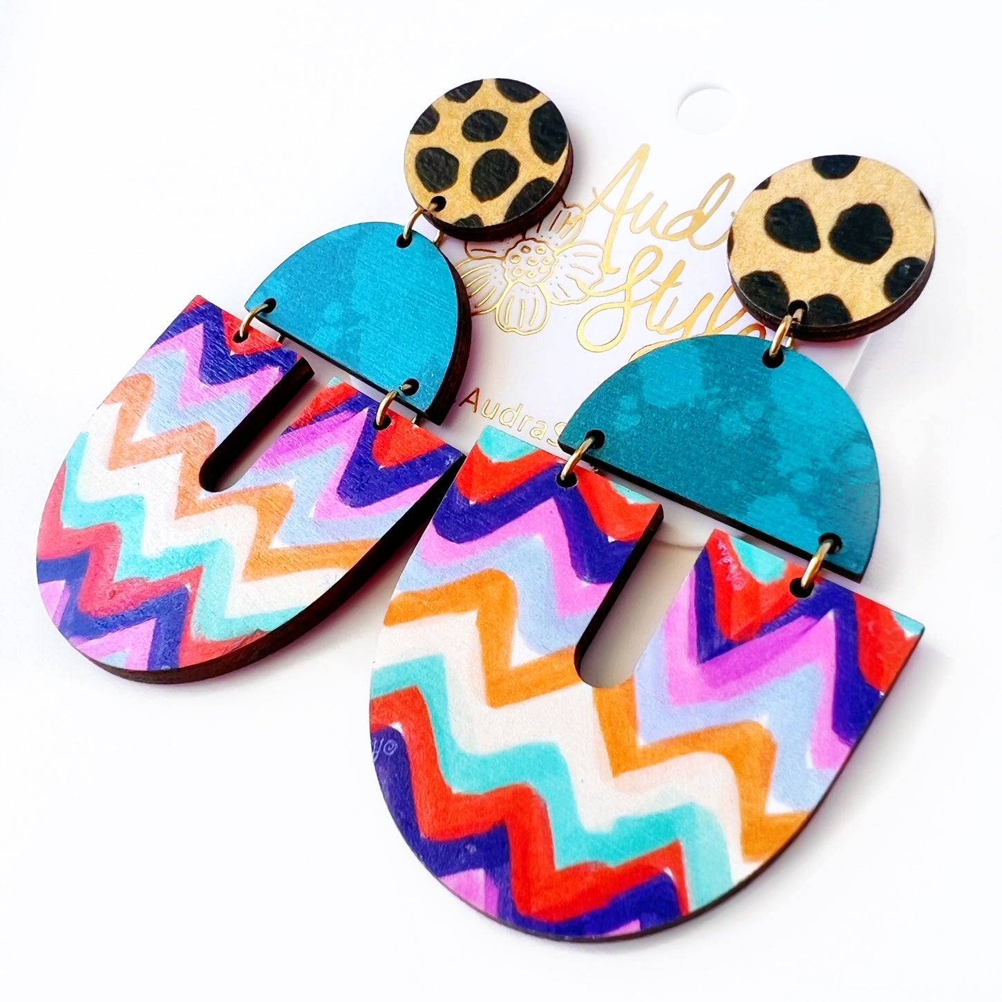 Polly - Cheetah Dot Teal Splatter Colorful Chevron Pattern