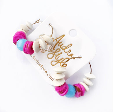 Summer Beaded Hoop Earrings -  Colorful Statement Jewelry