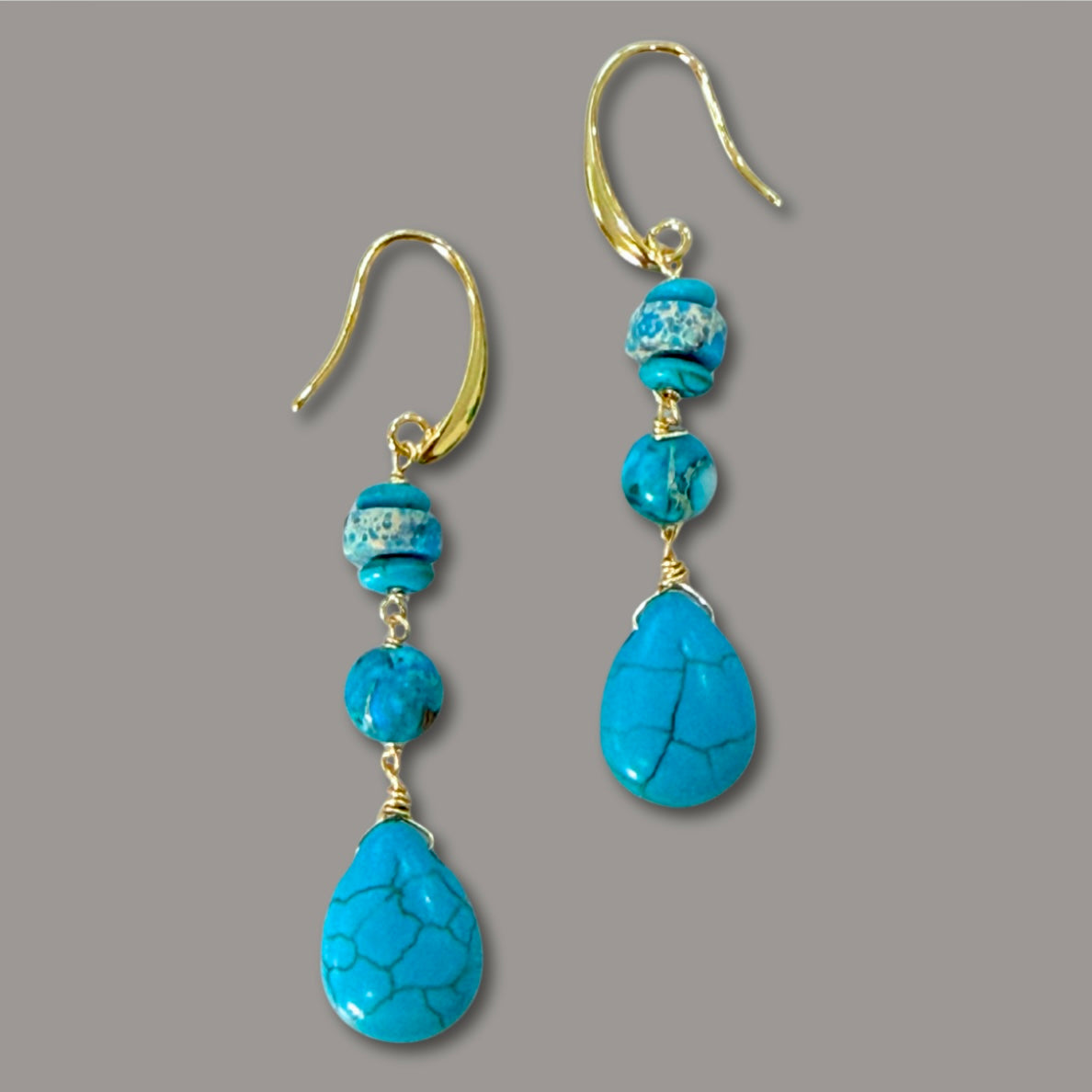 Turquoise Dangle Earrings - Boho Beaded Drops Western