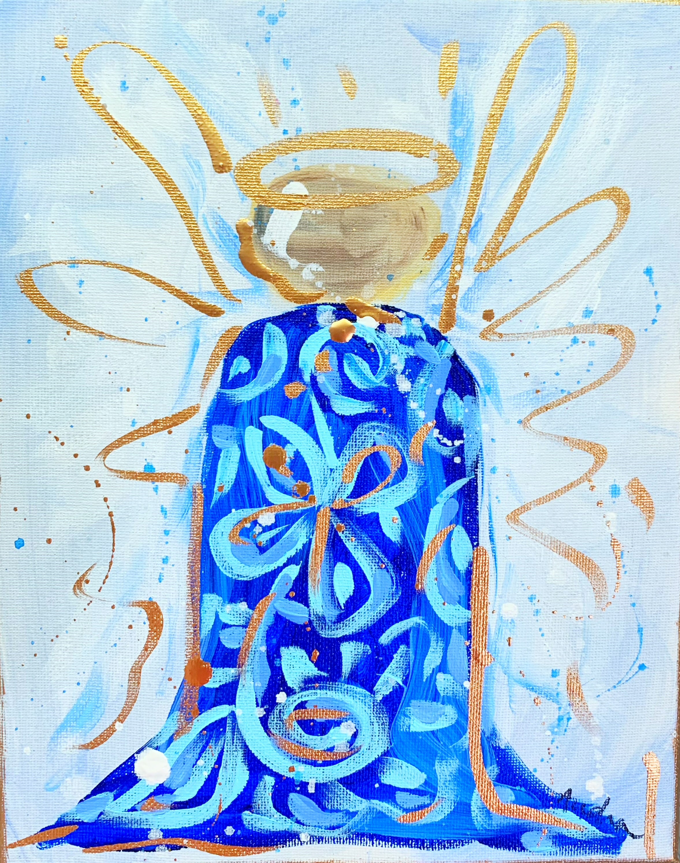 Blue and White Angel Reproduction Print