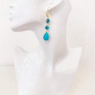 Turquoise Dangle Earrings - Boho Beaded Drops Western
